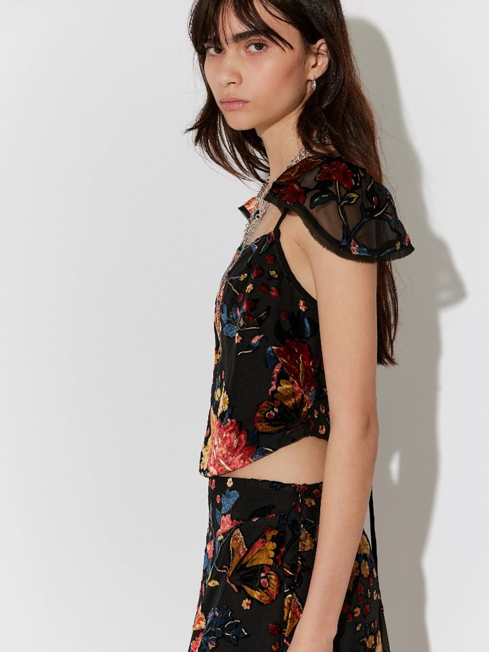 Free People Black Floral Midi Skirt - Picture 3 of 14